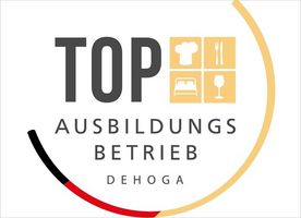 Logo des DEHOGA-Qualitätssiegels  "Top Ausbildungsbetrieb", welches durch die eigenen Azubis der Platzl Hotels aufgrund der hohen Qualität der Ausbildung ermöglicht wurde.